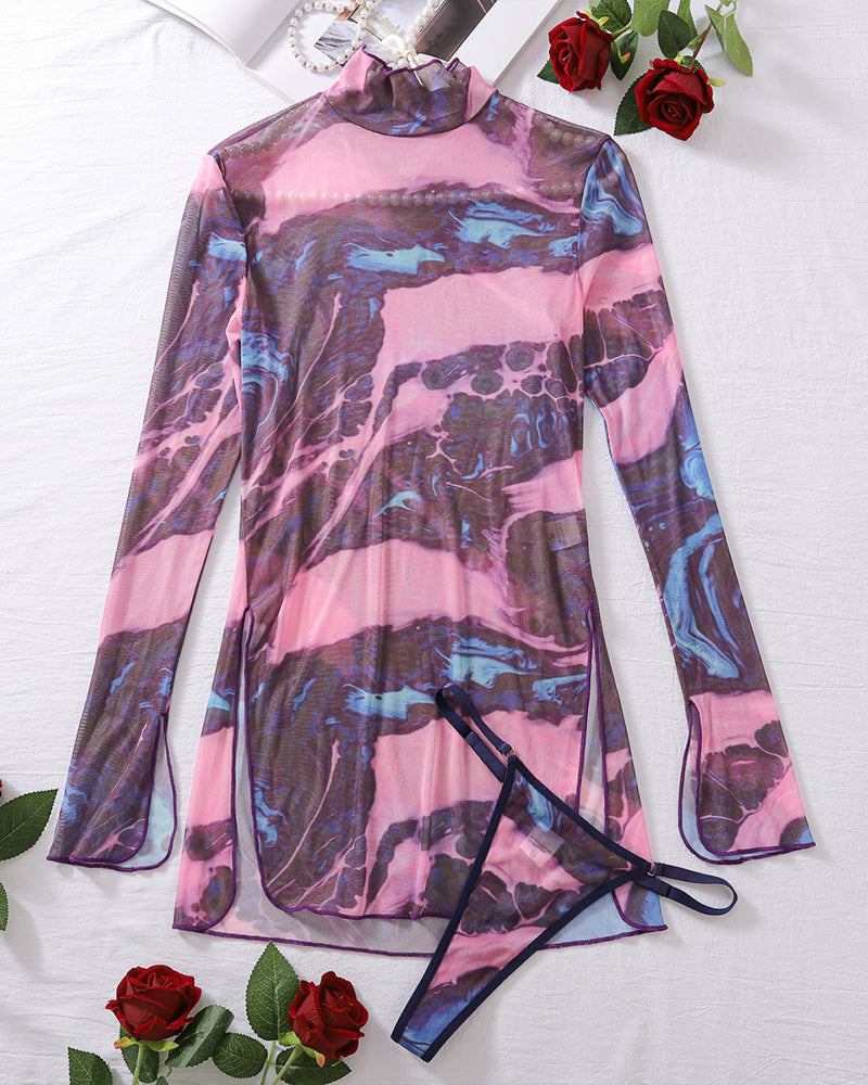 Tine-Dye Mesh Klanninng met Hoge Slints