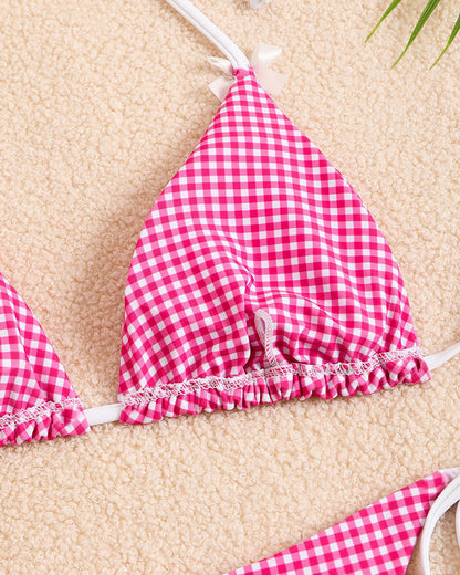 Halternek Binkinnintopp met Geruint Patroon en Knytband