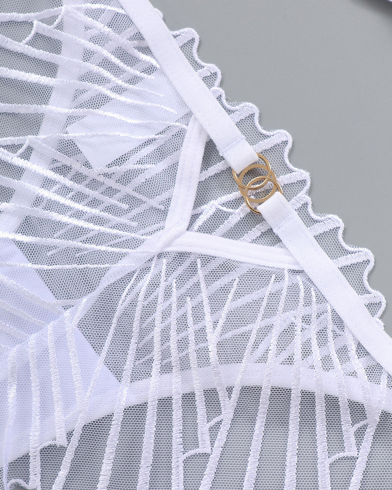 Tunna Broderade BH- en Trosset inn 2 Delar