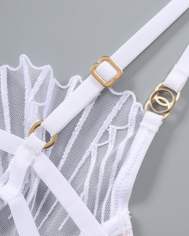 Tunna Broderade BH- en Trosset inn 2 Delar