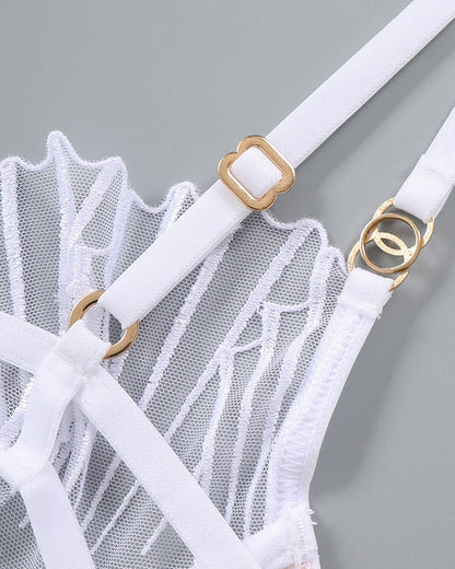 Tunna Broderade BH- en Trosset inn 2 Delar