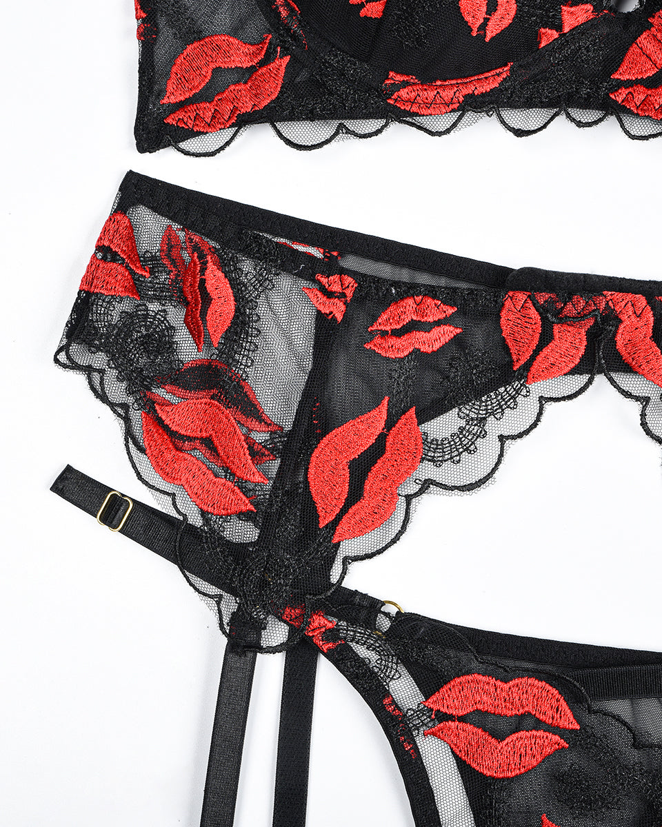 Broderad Set met Kousenbandhouder