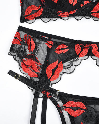 Broderad Set met Kousenbandhouder