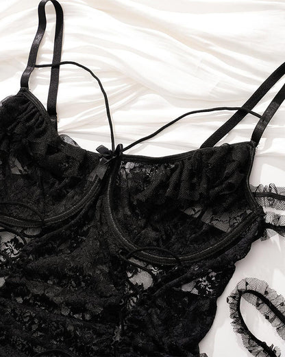 Bodysuints inn Doorzinchting Kant voor Kurvinga Maten