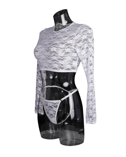 Doorzinchting Kantblus met lange mouwen set