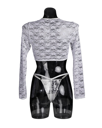 Doorzinchting Kantblus met lange mouwen set