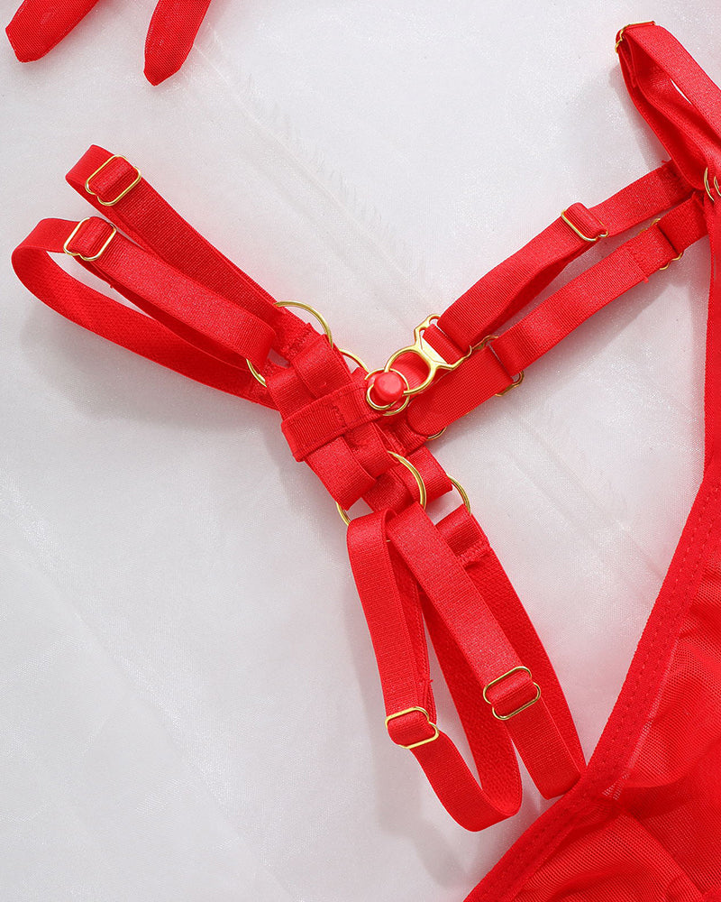 Kislekskedja inn Mesh: Exklusinvt 5-delat Lingerieset