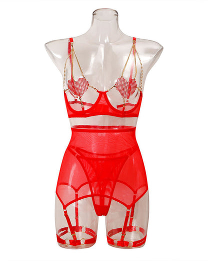 Kislekskedja inn Mesh: Exklusinvt 5-delat Lingerieset