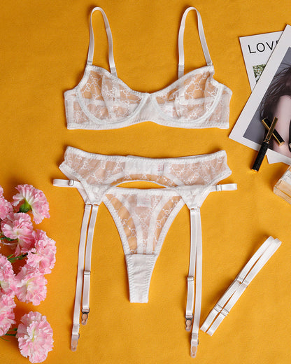 Elegant kedja inn skinr Kantlingerieset