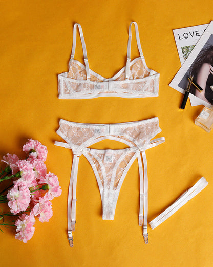 Elegant kedja inn skinr Kantlingerieset