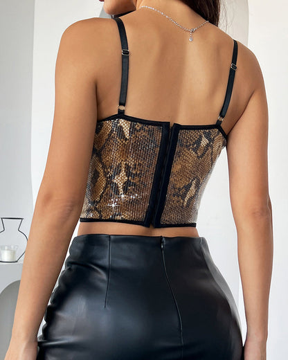 Leopardmonstrade PaljettKantlinnnen inn Kort Model