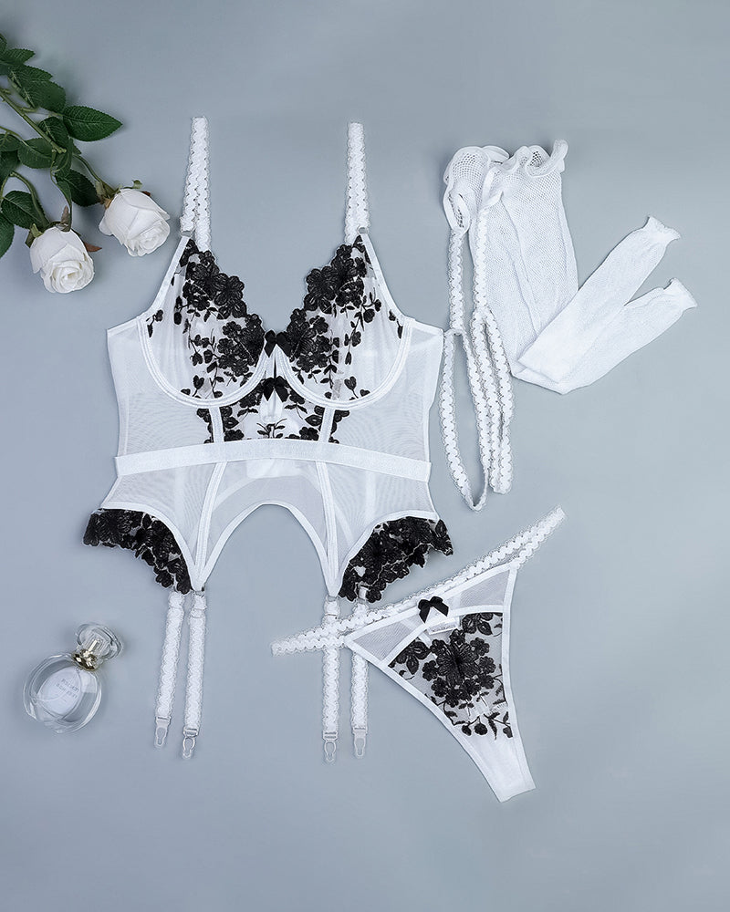 Broderade korsettset met Sokken