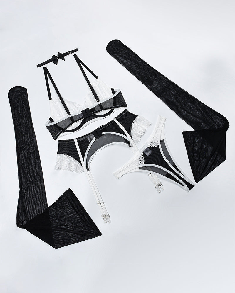 Choker Push Up BH met Kousenbandhouder Linngerineset