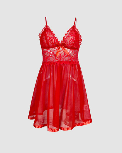 Kontrastkanten jurk met rosettdekor inn Mesh