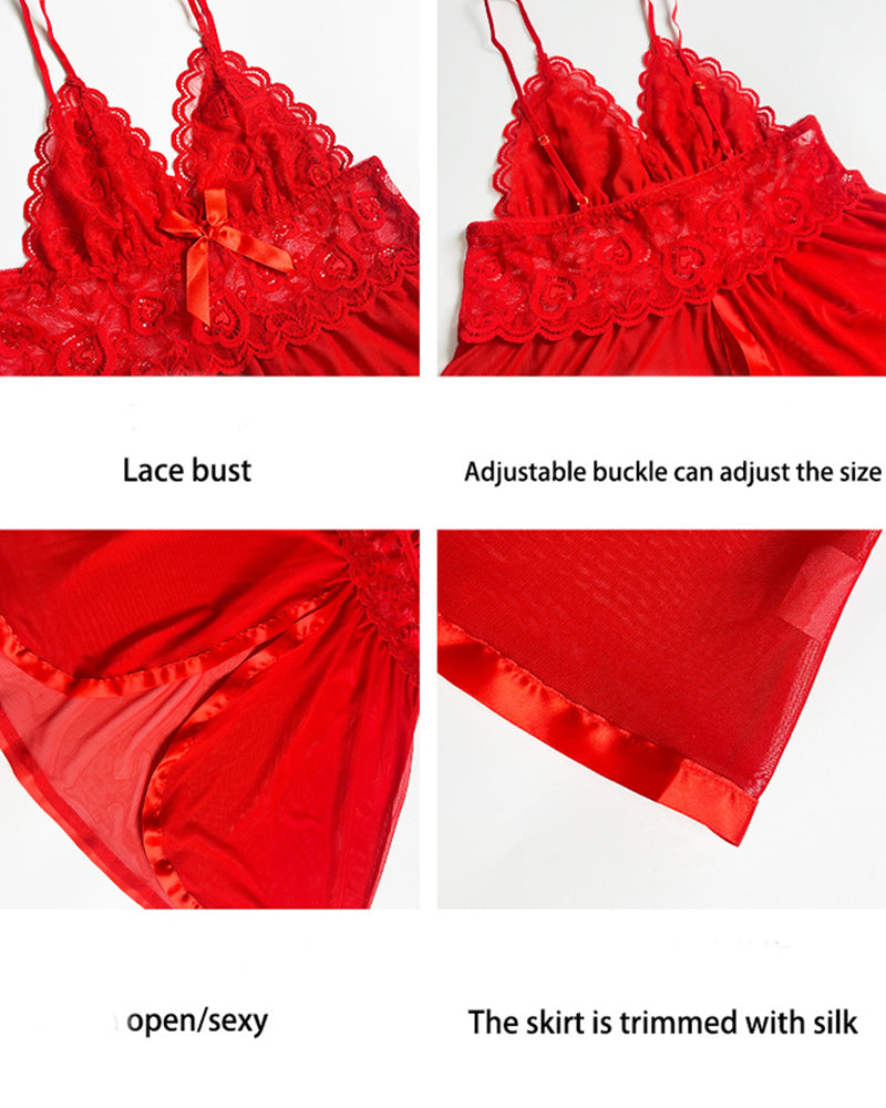 Kontrastkanten jurk met rosettdekor inn Mesh