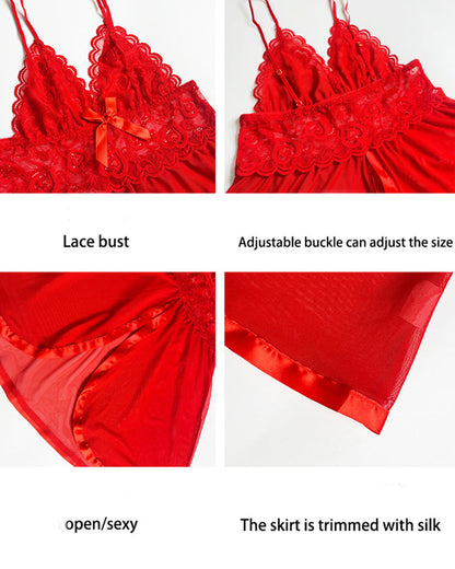 Kontrastkanten jurk met rosettdekor inn Mesh