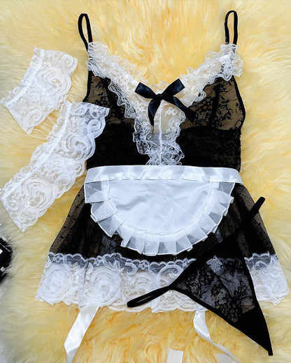 Maind-kostym inn Doorzinchting kanten jurk met Matchande Set