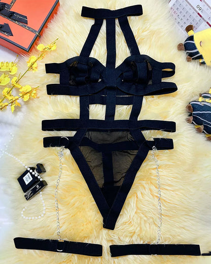 Plus Sinze Teddy inn Mesh met Utskisninngar en Kedje-Strumphallare Set