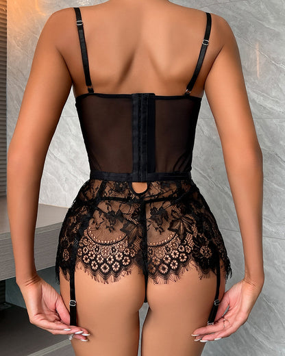 Doorzinchting Nachtjurk inn Kant met strinngtRoze