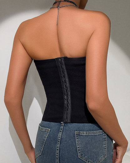 Axelbandslos Knyt Korsettopp met Stalstvanar Bustiner