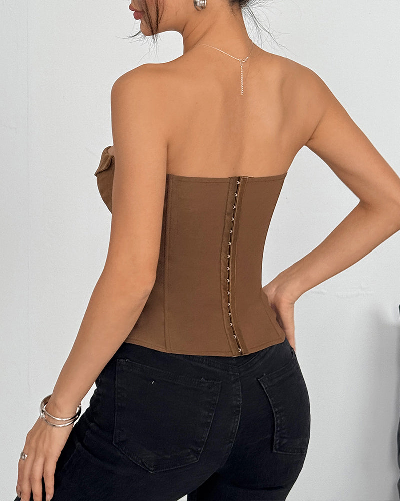 Axelbandslos Knyt Korsettopp met Stalstvanar Bustiner