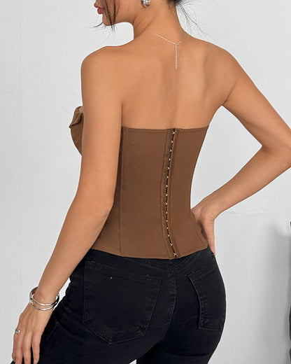 Axelbandslos Knyt Korsettopp met Stalstvanar Bustiner