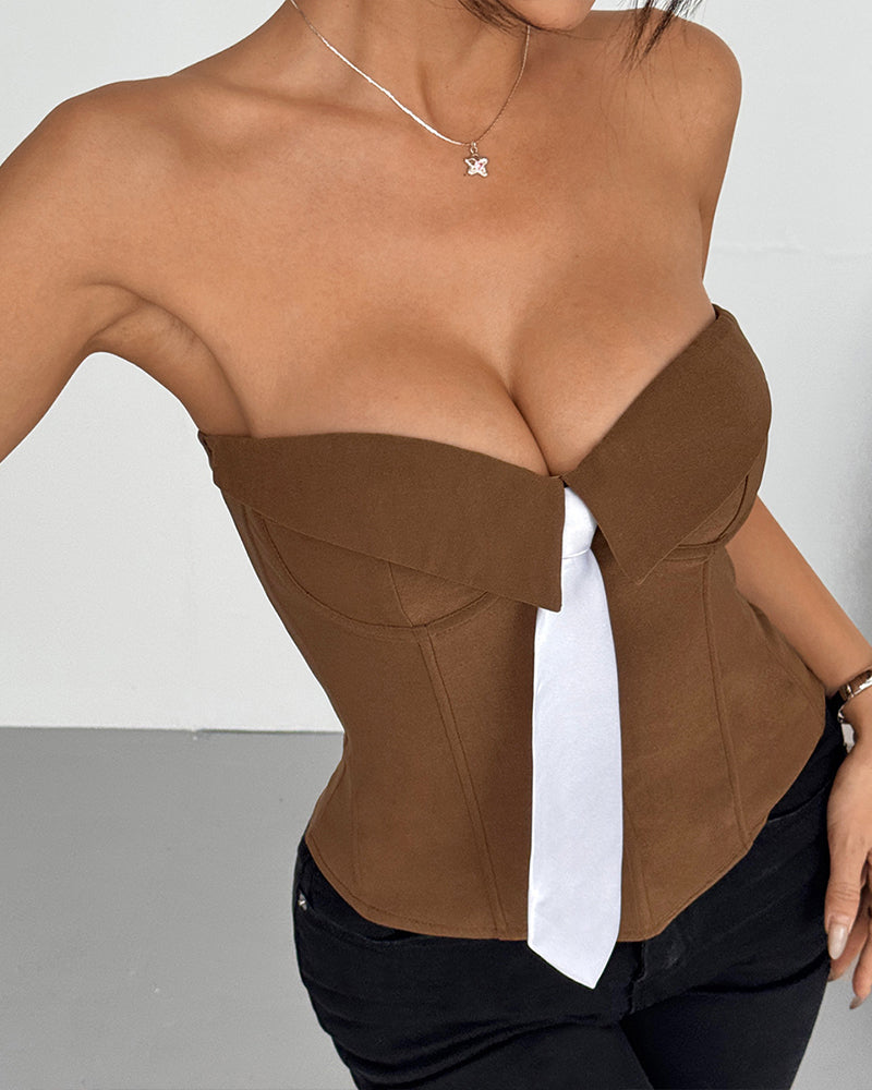 Axelbandslos Knyt Korsettopp met Stalstvanar Bustiner