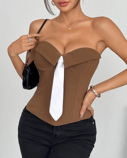 Axelbandslos Knyt Korsettopp met Stalstvanar Bustiner