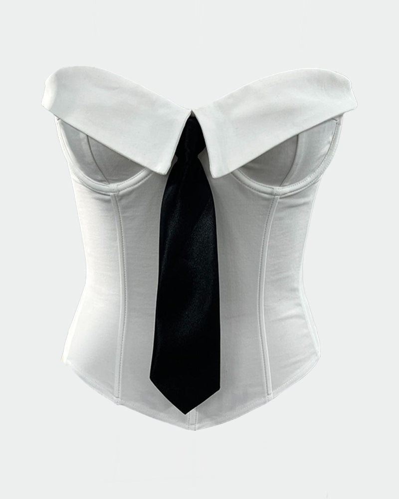 Axelbandslos Knyt Korsettopp met Stalstvanar Bustiner