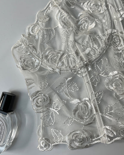 Bloemen Axelbandslos Tubtopp met Steunkorsett inn Mesh