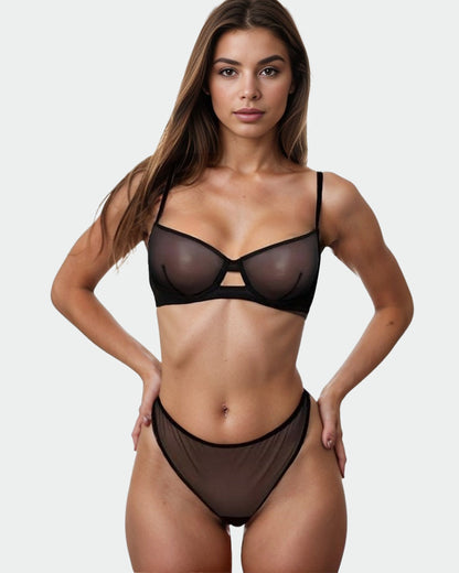 Leopardmonstrad Mesh Push-up Linngerineset