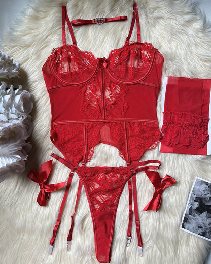 Bloemen Kantkorsett met Sokken