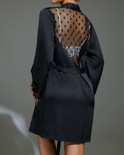 Doorzinchting HjistKant Rygglos Morgonrock Met Balte