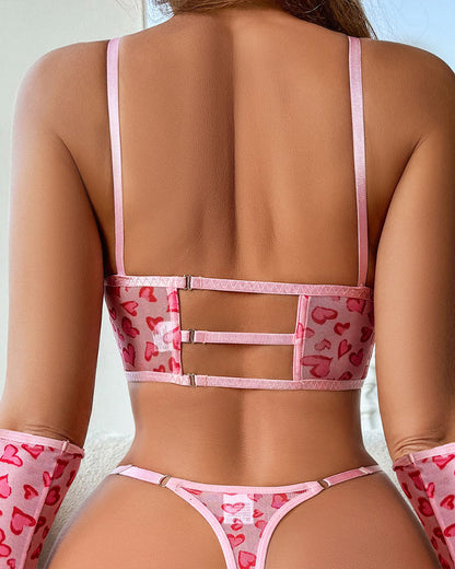 Leoparmonstrade Meshhandskar en Sokken inn Linngerineset