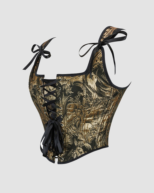 1950-talets voortrollande gyllene korsett met 13 Steunskenor inn Katoen