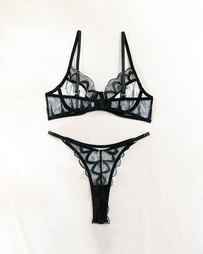 Kantsydd Leopardmonstrad BH-set