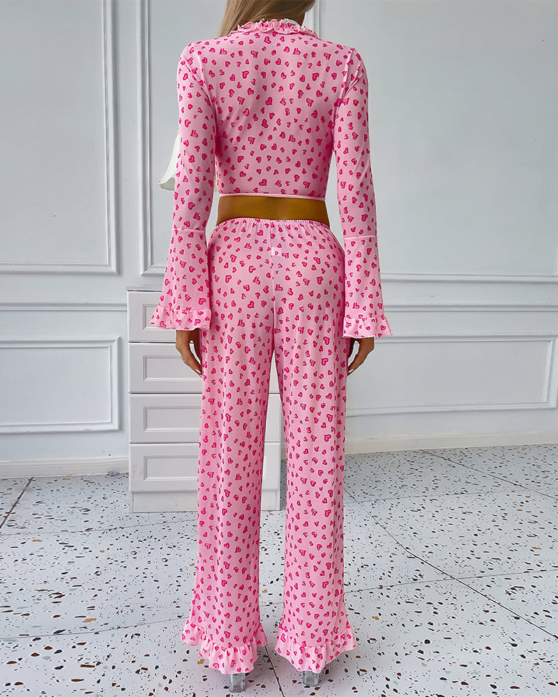 Lange mouwen Pyjama met Hjisttryck en ruches