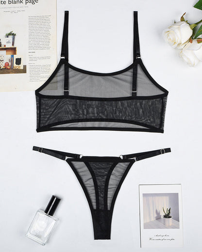 Genomskinnlingt Mesh Caminsole BH-Set