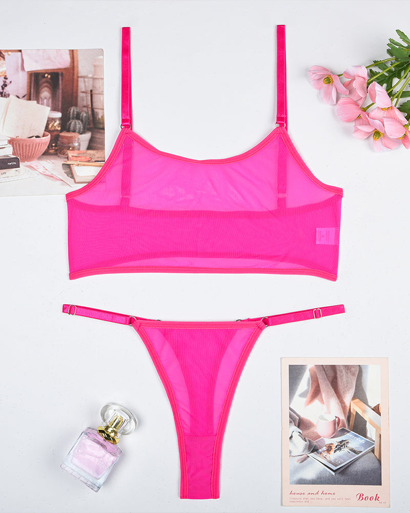 Genomskinnlingt Mesh Caminsole BH-Set