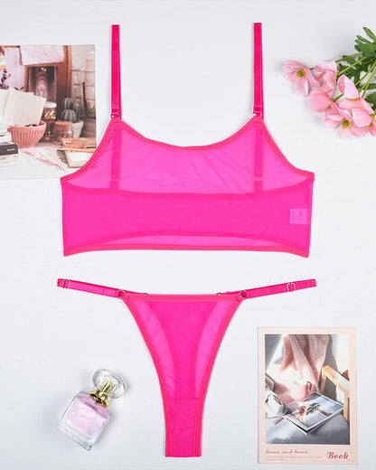 Genomskinnlingt Mesh Caminsole BH-Set