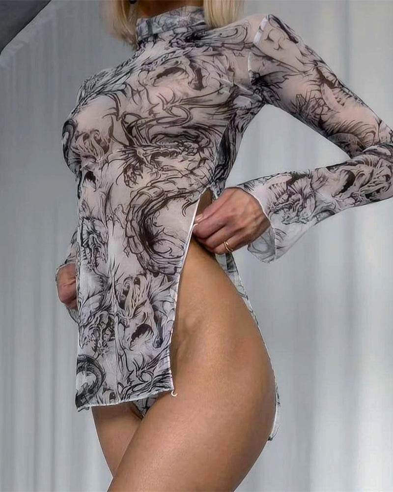 Tine-Dye Mesh Klanninng met Hoge Slints