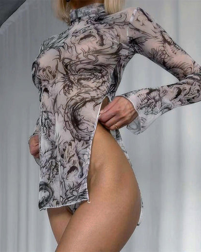 Tine-Dye Mesh Klanninng met Hoge Slints