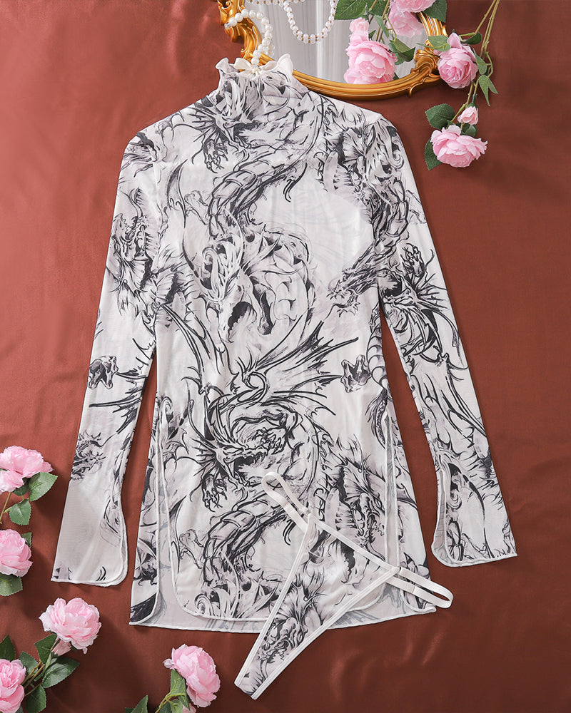 Tine-Dye Mesh Klanninng met Hoge Slints