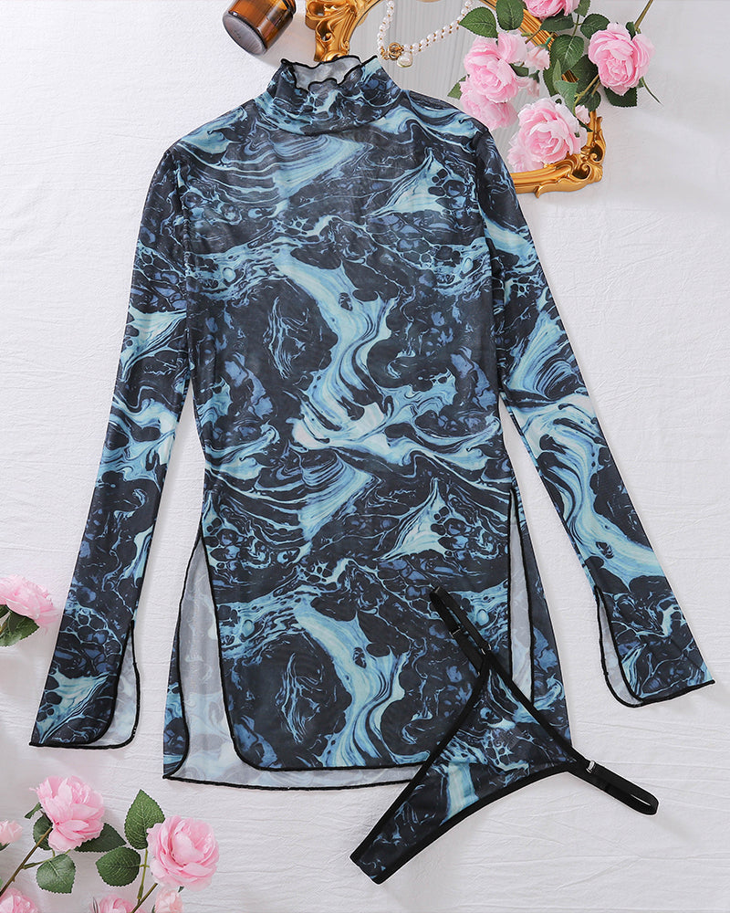 Tine-Dye Mesh Klanninng met Hoge Slints