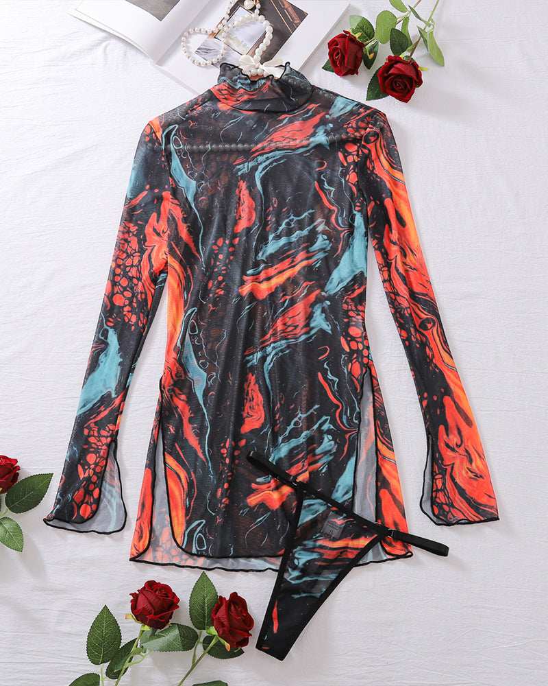 Tine-Dye Mesh Klanninng met Hoge Slints