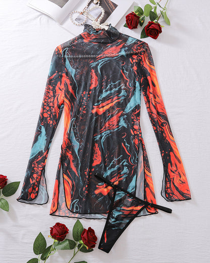 Tine-Dye Mesh Klanninng met Hoge Slints