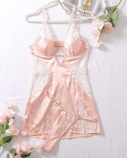 Slinmmad Nachtjurk met Elegant Banddetalj